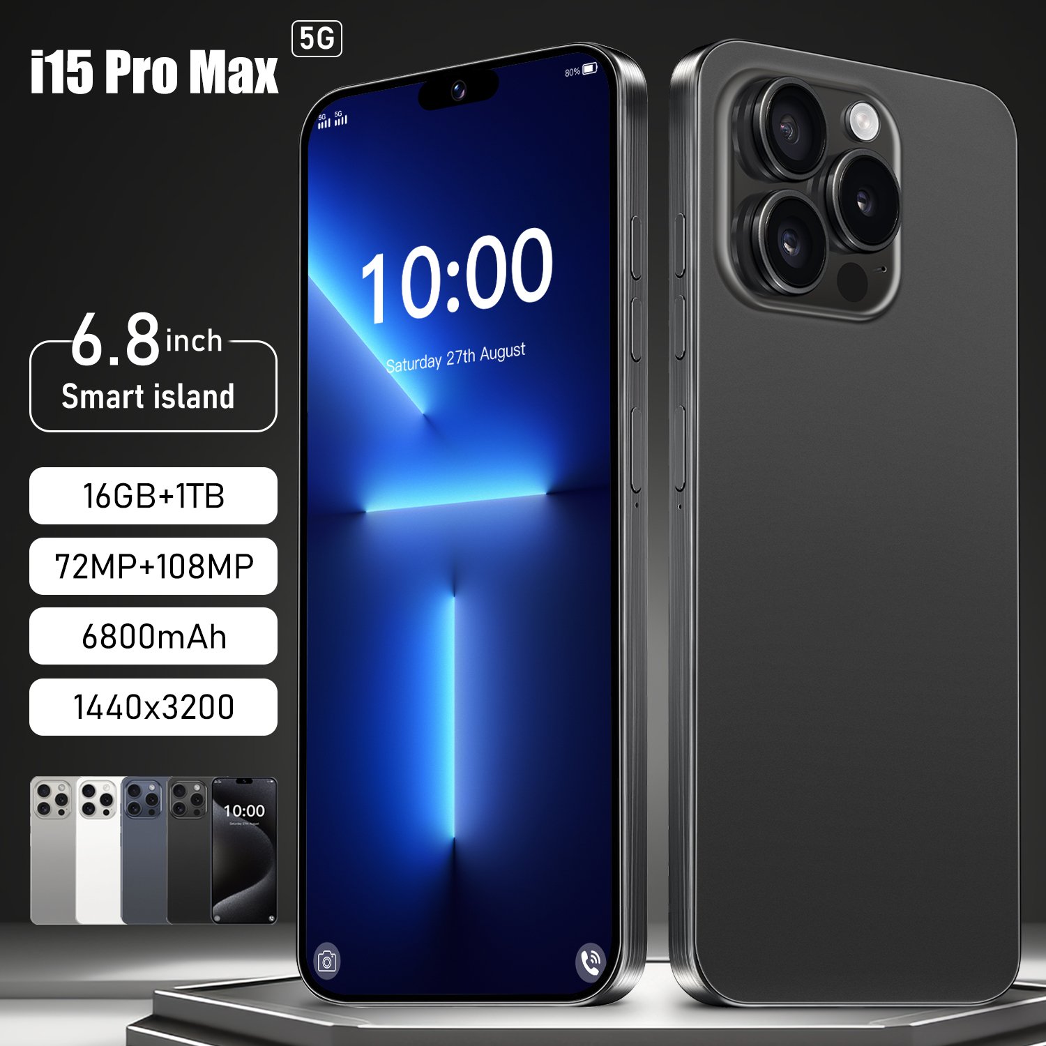 Hot selling original 15 Pro Max 16GB+512GB unlocked 5G smartphone 8800Mah fast charging 6.7inch large screen Android phone