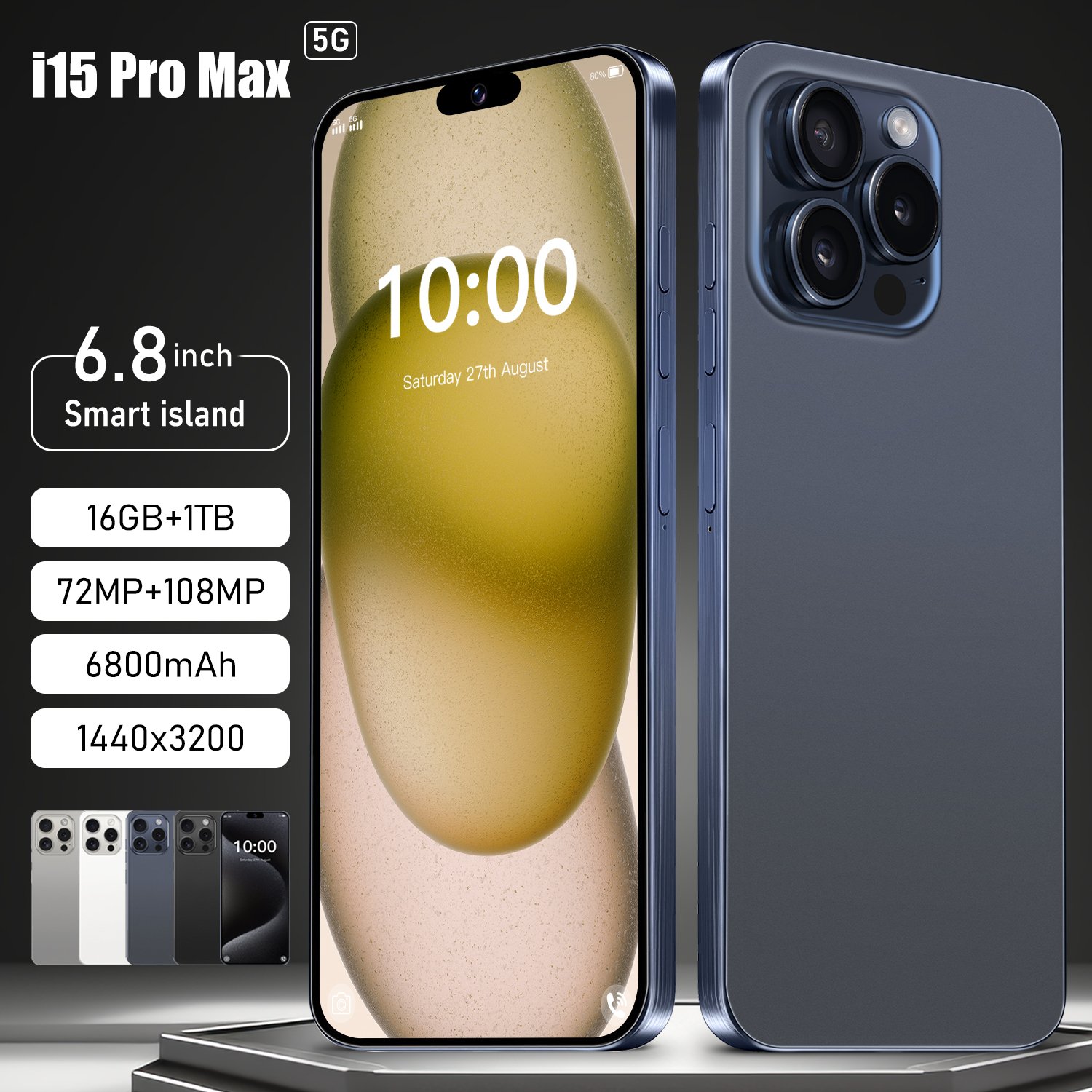 Hot selling original 15 Pro Max 16GB+512GB unlocked 5G smartphone 8800Mah fast charging 6.7inch large screen Android phone