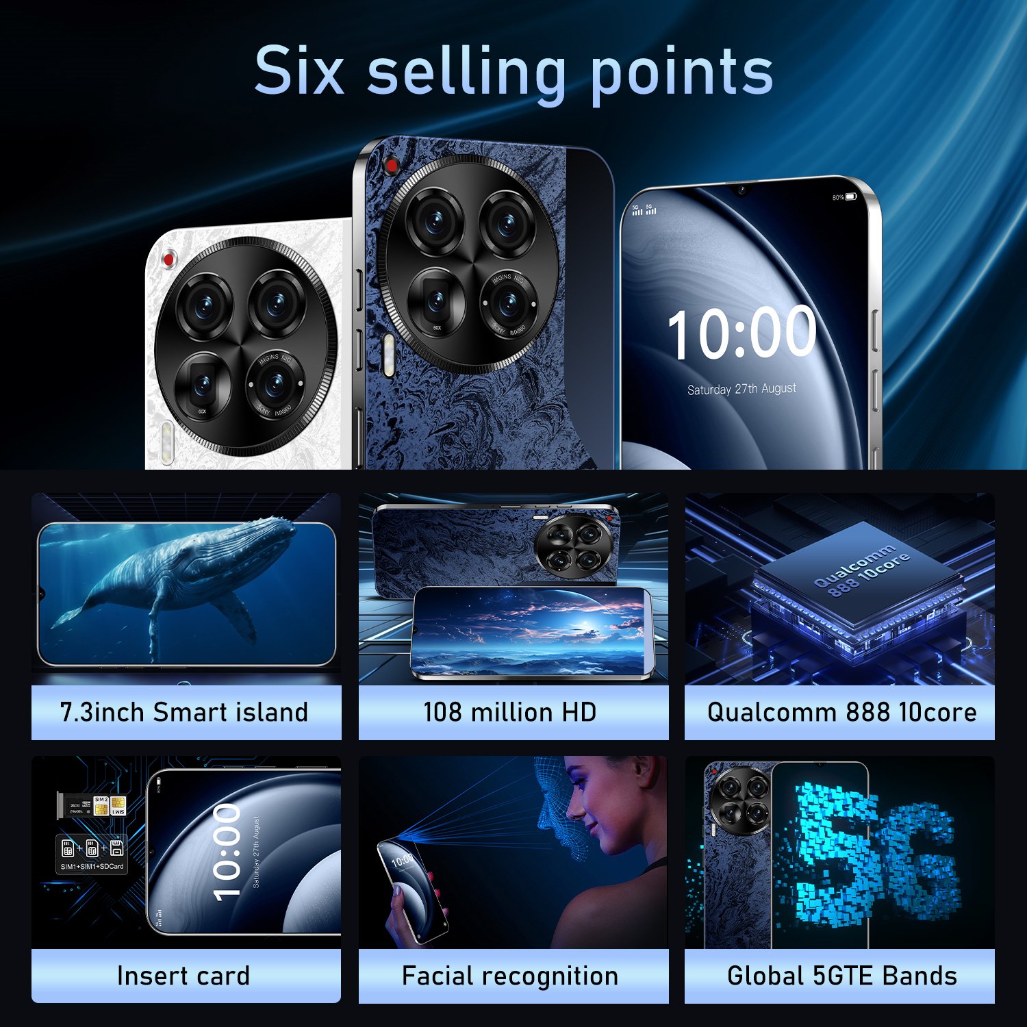 camon 30 pro original 8000Mah 6.6 inch Snapdragon8gen2 Android13 cell phone 5g smartphone