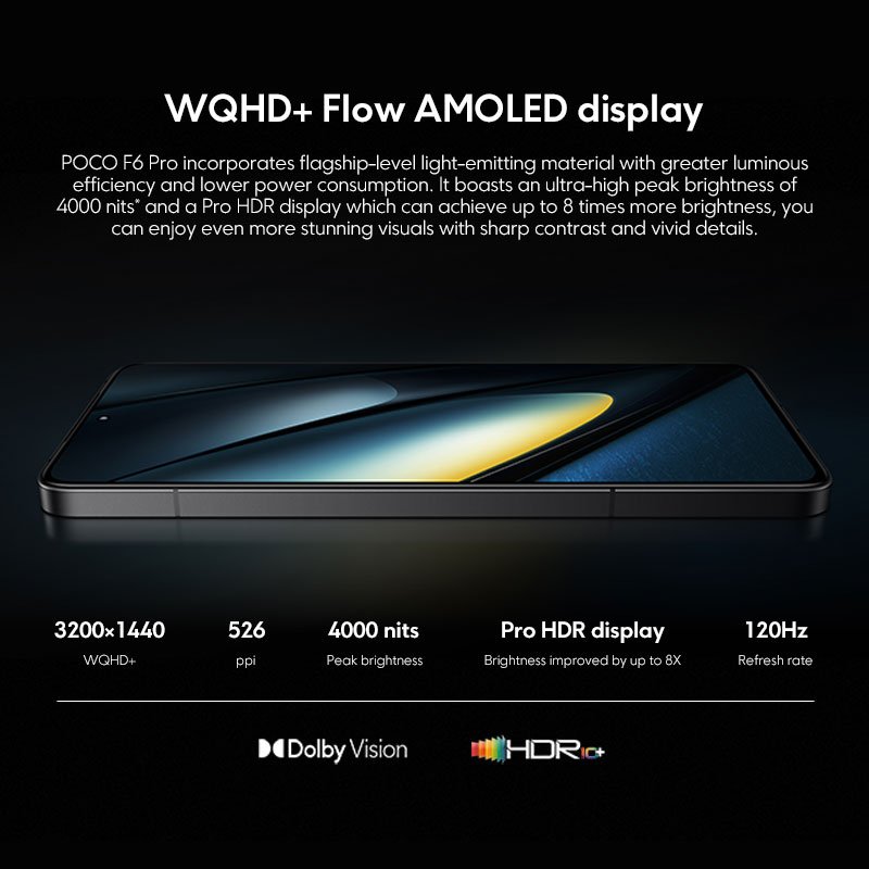 POCO F6 Pro 5G Global Version Smartphone Snapdragon 8 Gen 2 Octa Crore 16GB/1TB 120W HyperCharge 120Hz WQHD+ AMOLED Display NFC
