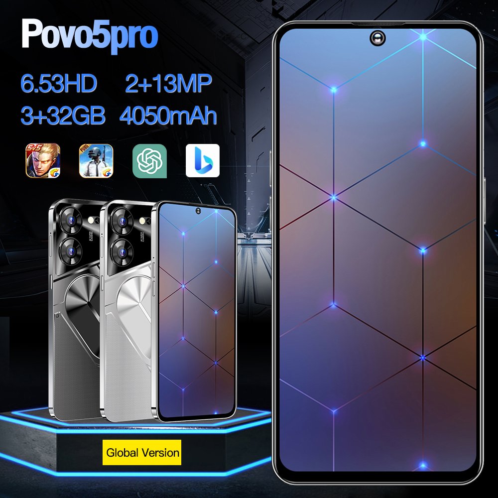 New product 6.6 Inch povo 5 pro 32GB 3 5G Smartphone tecno phone original Mobile Phone Android 13.0 Telephone