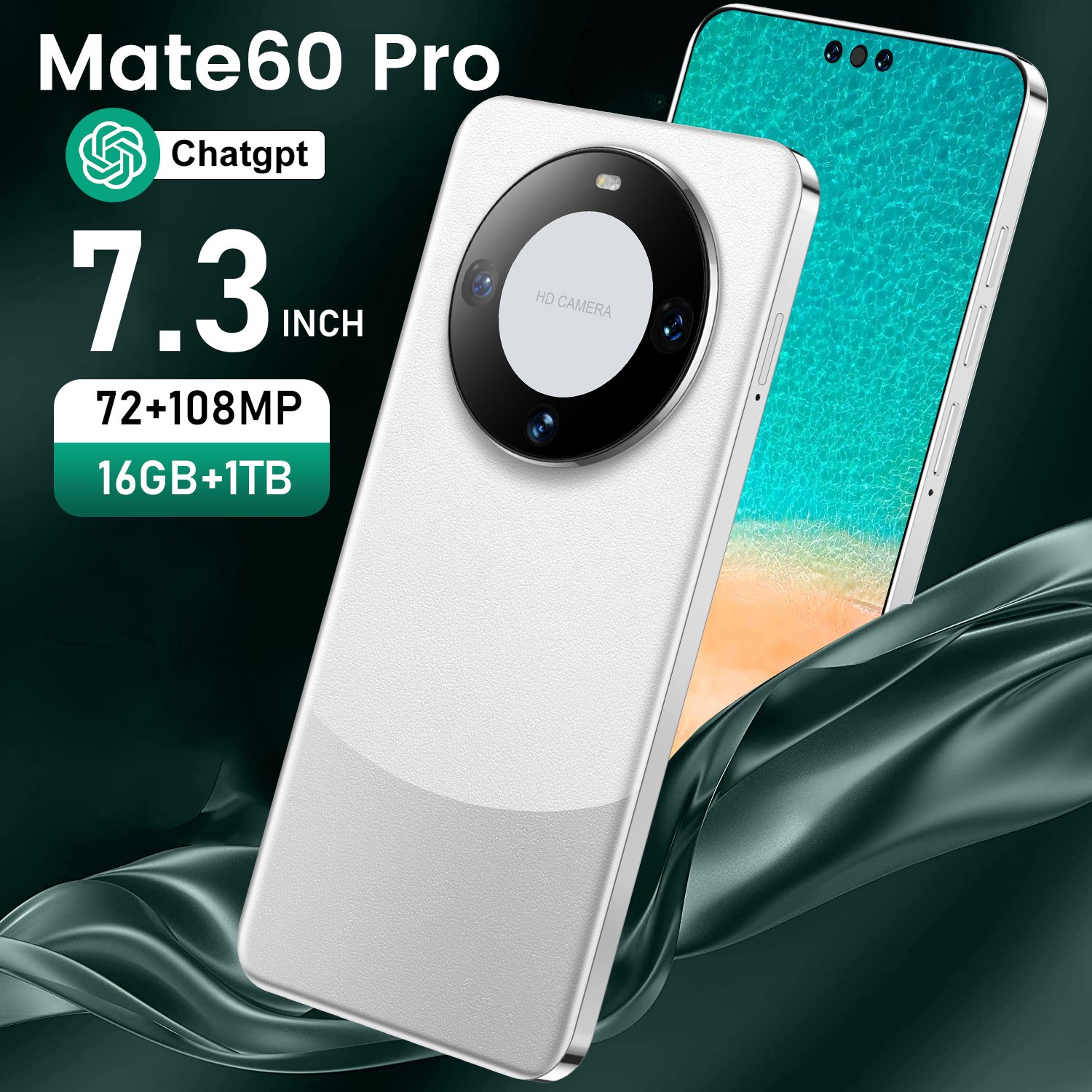 2024 Hot Selling Cellphone Mate 60 Pro 16GB+1TB 7.3 Inch Full Display Android 13.0 Mobilephone 5G Smartphone