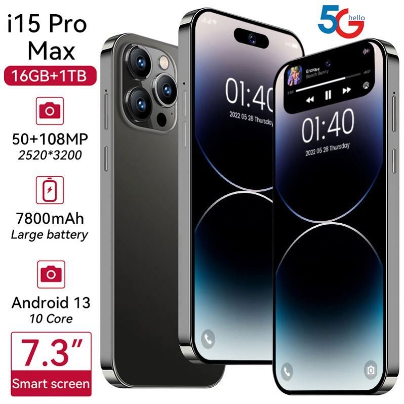 2024 original i15 phone 15 pro max 5g smartphone new arrival 6.7 Inches 16GB+512GB phone 15 clone Unlocked Android Mobile Phones