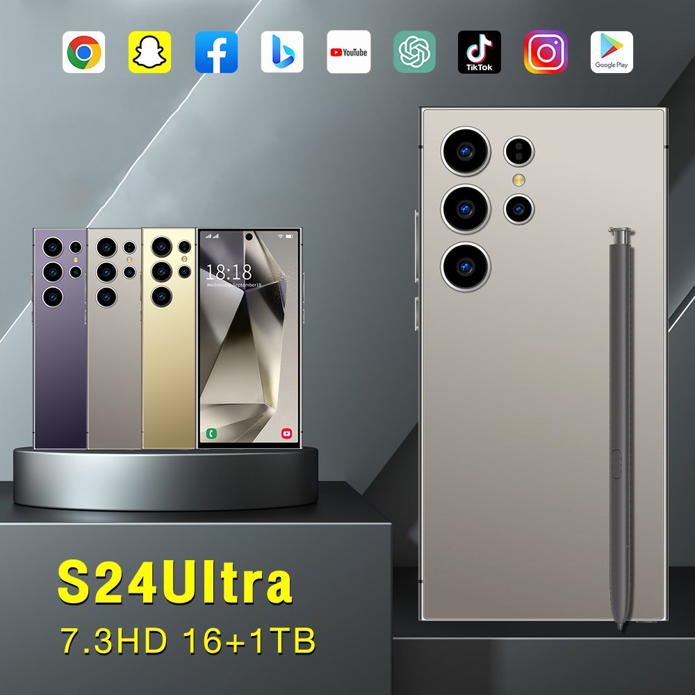 Hot selling Unlocked Cell Phone Global 5G for galaxy S24 Ultra 6.8 Big Screen 4G smart phone 16+1TB Android mobile phones