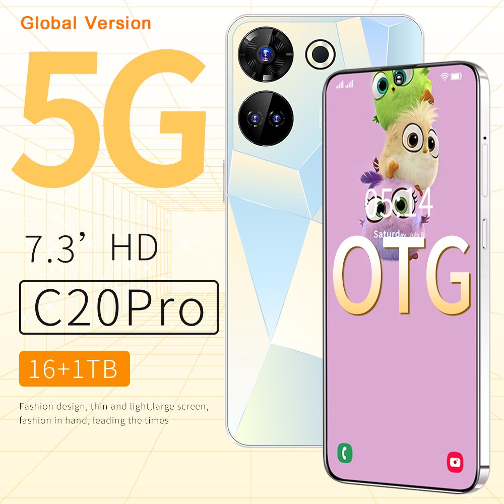 C20 Wholesale Global 5G Android Phones with Dual SIM 16GB RAM 1TB Storage and Face & Fingerprint Security
