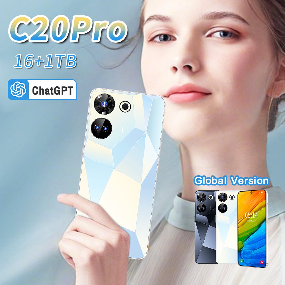 C20 Wholesale Global 5G Android Phones with Dual SIM 16GB RAM 1TB Storage and Face & Fingerprint Security