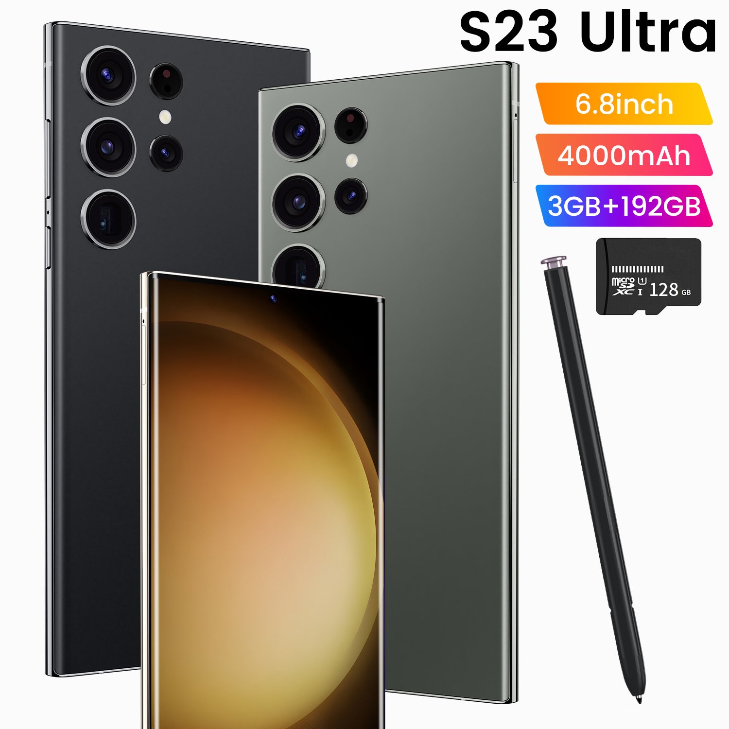 Hot Selling 4G Smarephone s23 Ultra original 7.2 inch 3GB+192GB 48+108MP Face Recognition Smartphone Cell Mobile Phone