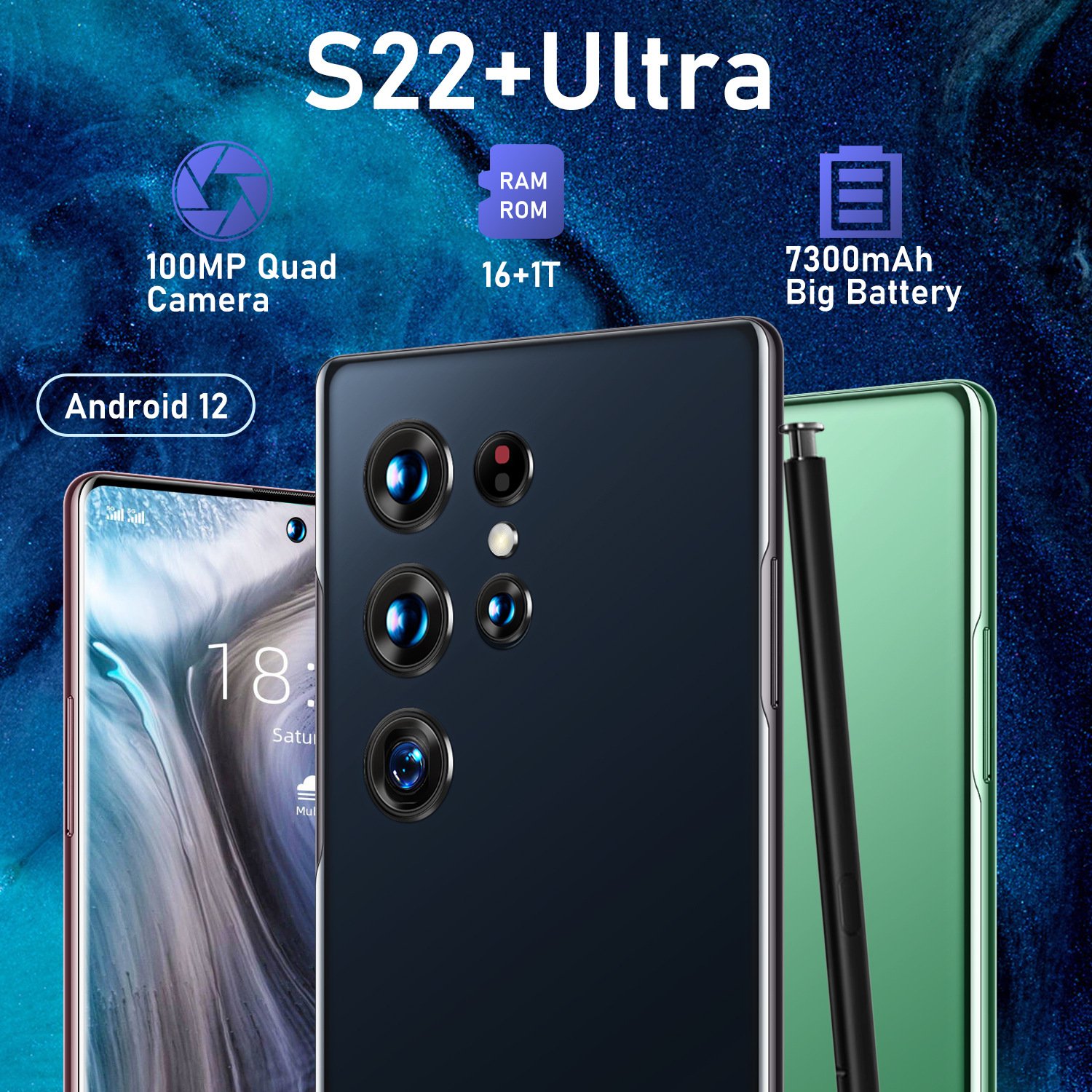 S23 1tb Android Smartphone Android 12.0 Mobile Phones Original S22 Ultra 5g Phone 7.3 Inch 16gb + Smart Phone TFT 65W 48MP
