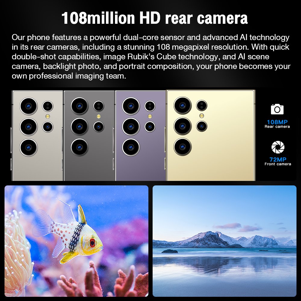 2024 new ultra-high speed S24 Ultra 16GB+1TB 5G smart phone 7.2-inch 48MP+100MP Snapdragon 8+2 Android 14 game phone