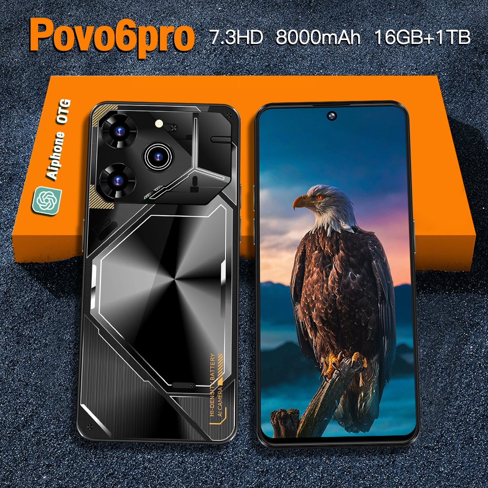 Slimoro Original Cellular Phone Mobile Phone Povo 6 Pro 1TB Smartphone Telefon Gaming i15 16 Android Mobil 5G Smartphone Celular