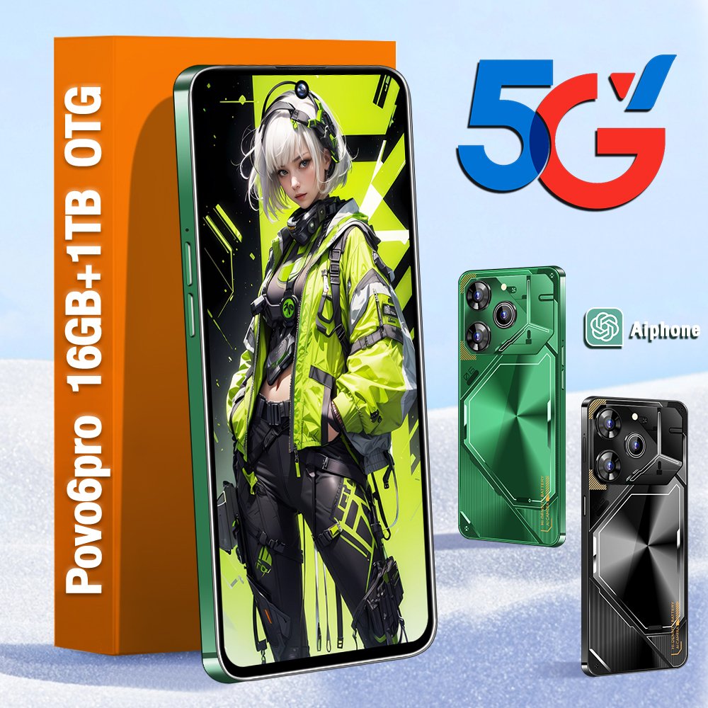 Slimoro Original Cellular Phone Mobile Phone Povo 6 Pro 1TB Smartphone Telefon Gaming i15 16 Android Mobil 5G Smartphone Celular
