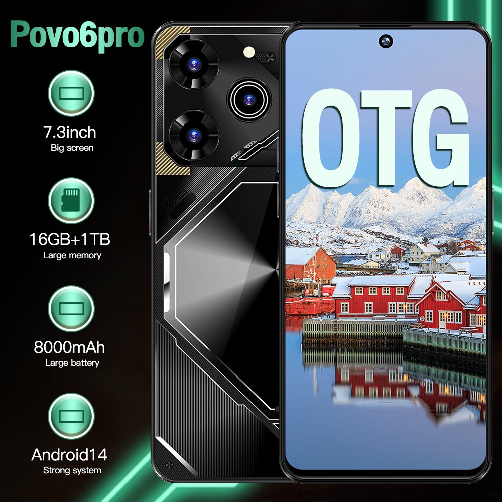 Slimoro Original Cellular Phone Mobile Phone Povo 6 Pro 1TB Smartphone Telefon Gaming i15 16 Android Mobil 5G Smartphone Celular