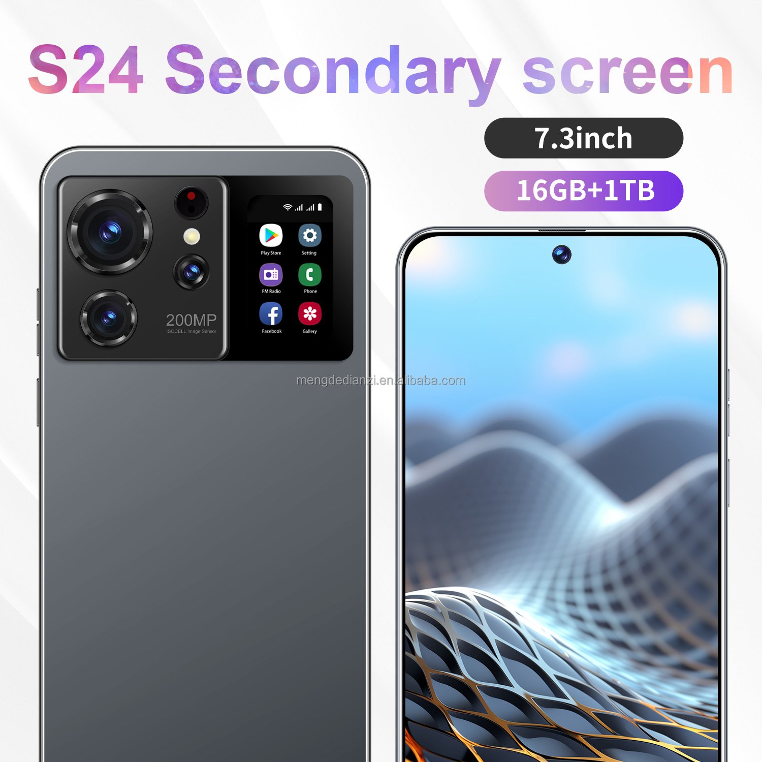 New Original Unlocking Smart Dual Screen 7.3inch Gaming Phone Global Edition Unlocking S24 16+1TB 5G 6800mah Smartphone