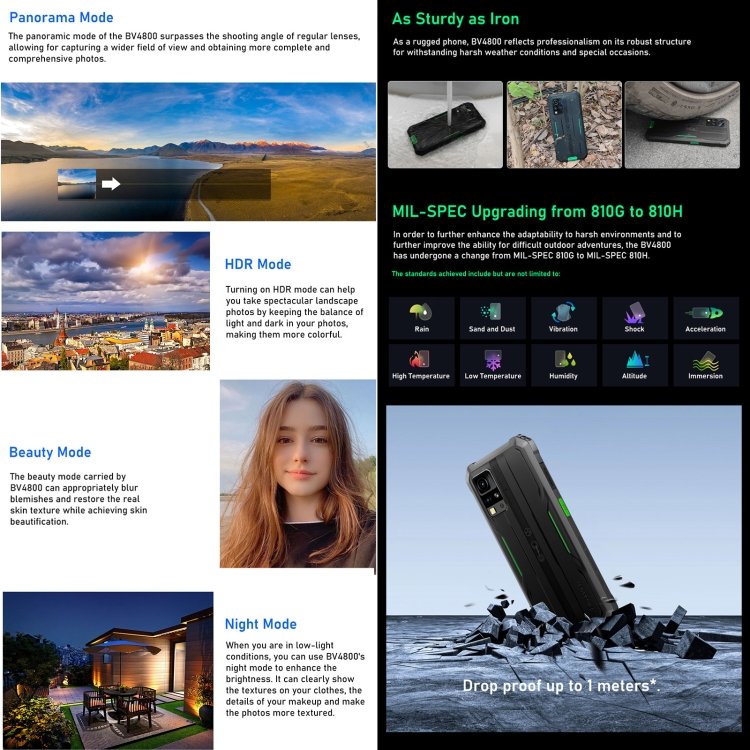 New Arrival Blackview BV4800 Rugged 5G Smartphone 4G Android 3GB+64GB Dual SIM Card Waterproof 5G Mobile Phone