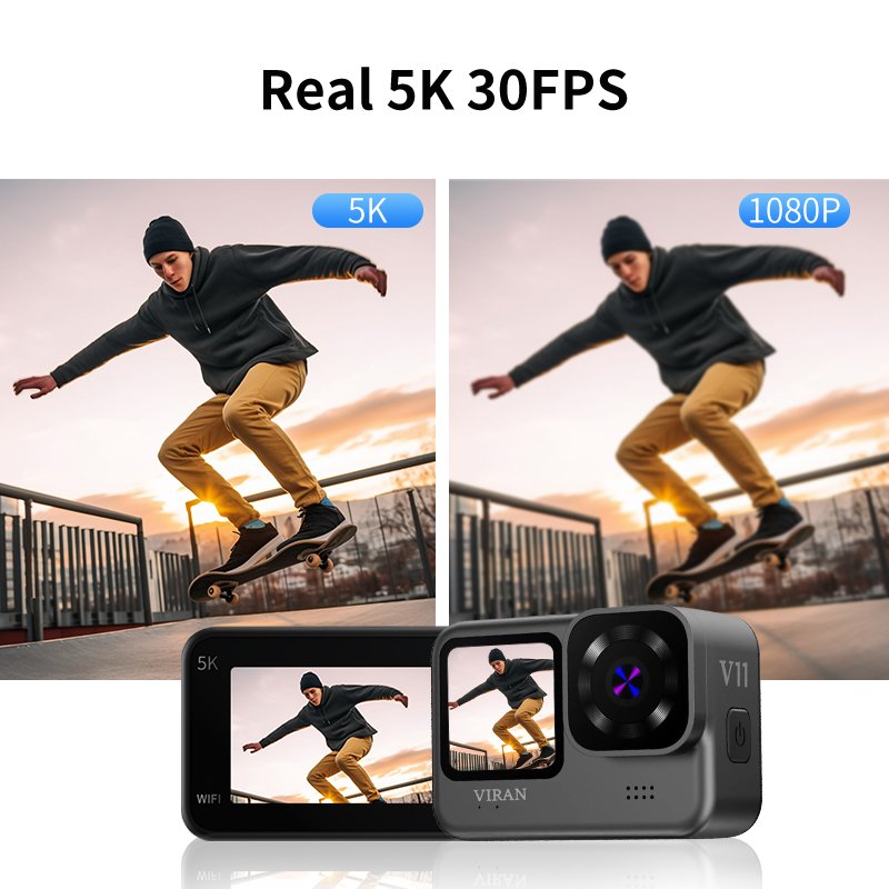 100% Direct Factory Customization VIRAN V11 Micro Phone 5k 30fps 5k Action Camera