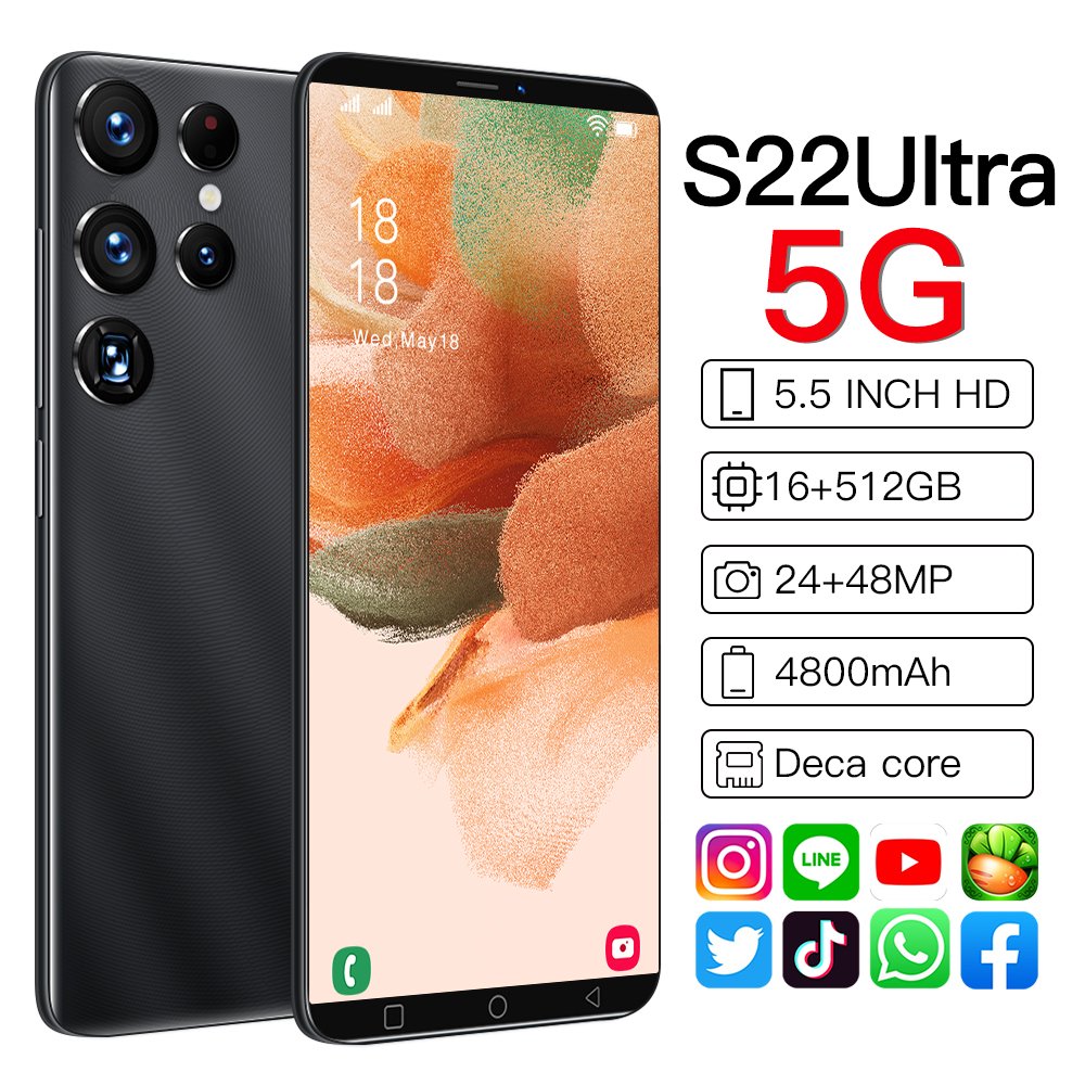 Unlocked Original 12G+512GB Cellphones 12G Ram S22 ultra 5G Android Cellphone Touch Screen Mobile Phones For S22