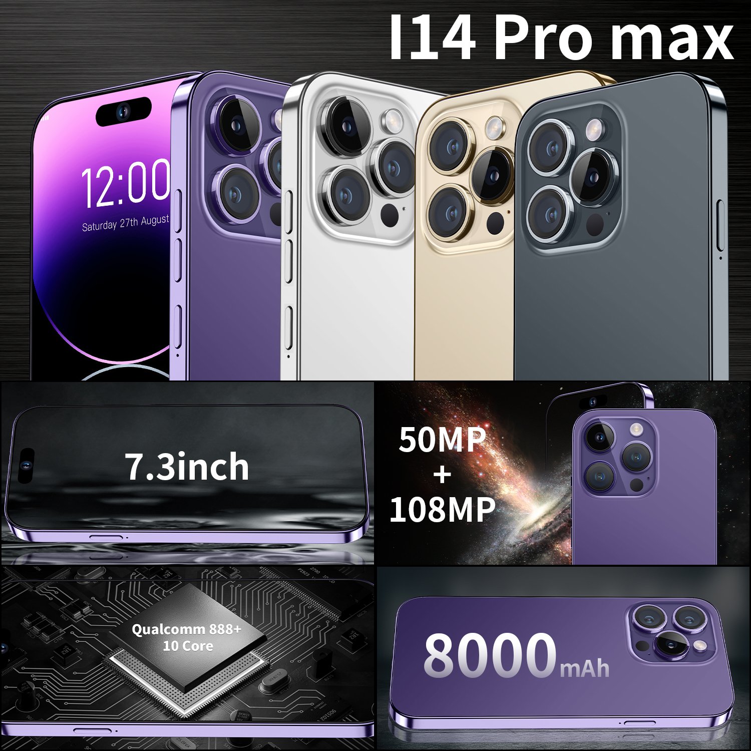 Cheap Android Phone Original i For Phone 14 Pro Max Cell phone 16GB+1TB Smartphone Telefone Gaming i14 Feature 5G smartphone