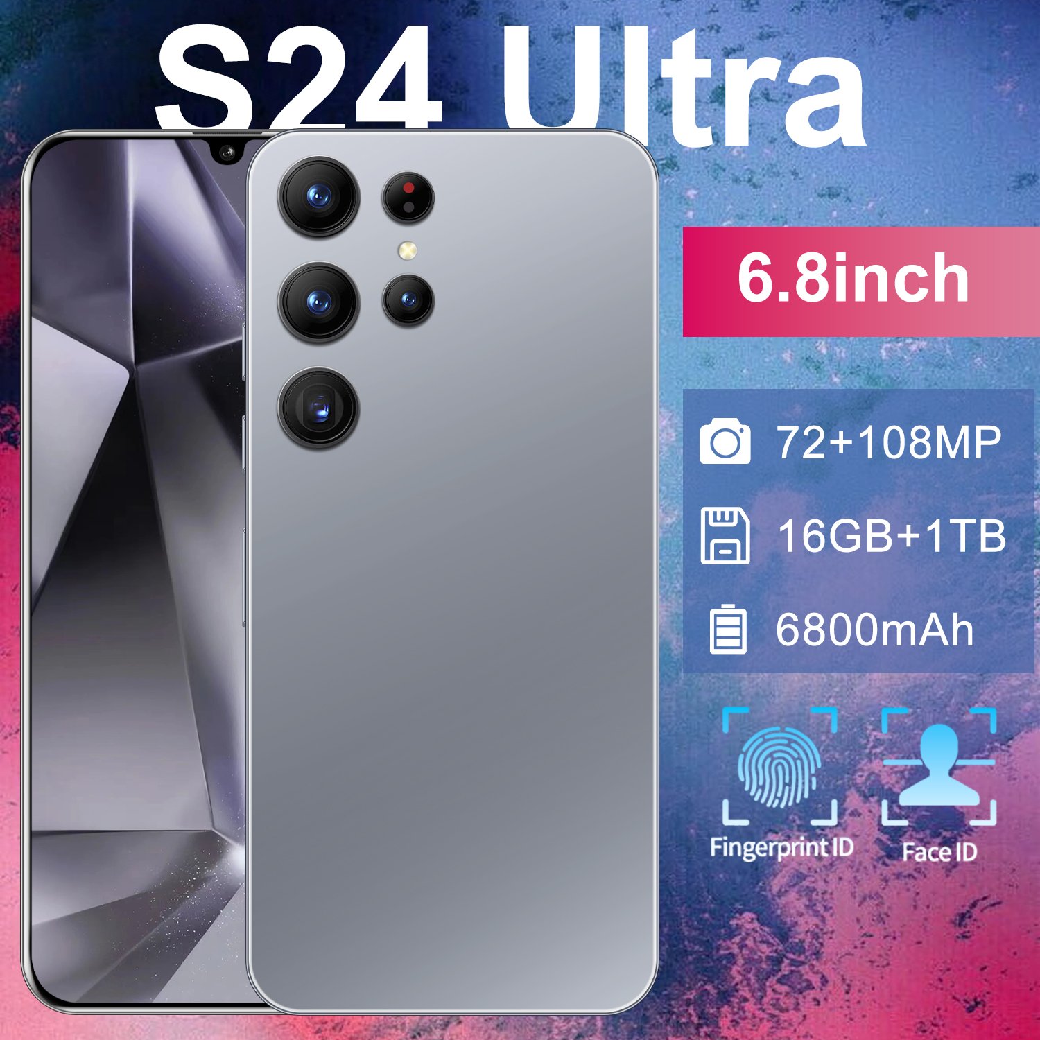 New original S24 Ultra Phone 6.8 inch 12GB+512GB 4G 5G Smartphones 1:1Clone With Stylus 4 Cameras Face ID Unlocked Cellphones