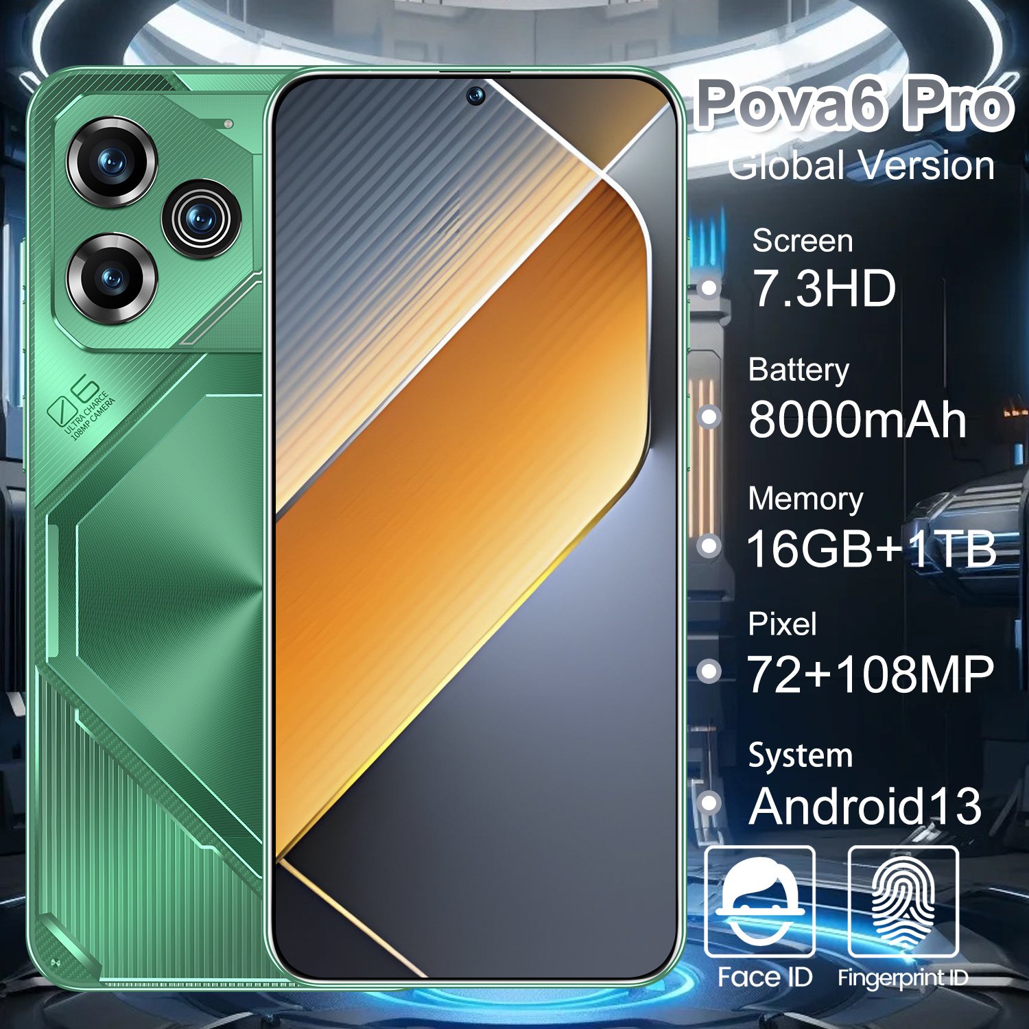 Pova6 Pro The Ultimate 7.3 Full Display Android 5G-Smartphone with 16GB RAM 1TB Storage and 10-Core Power
