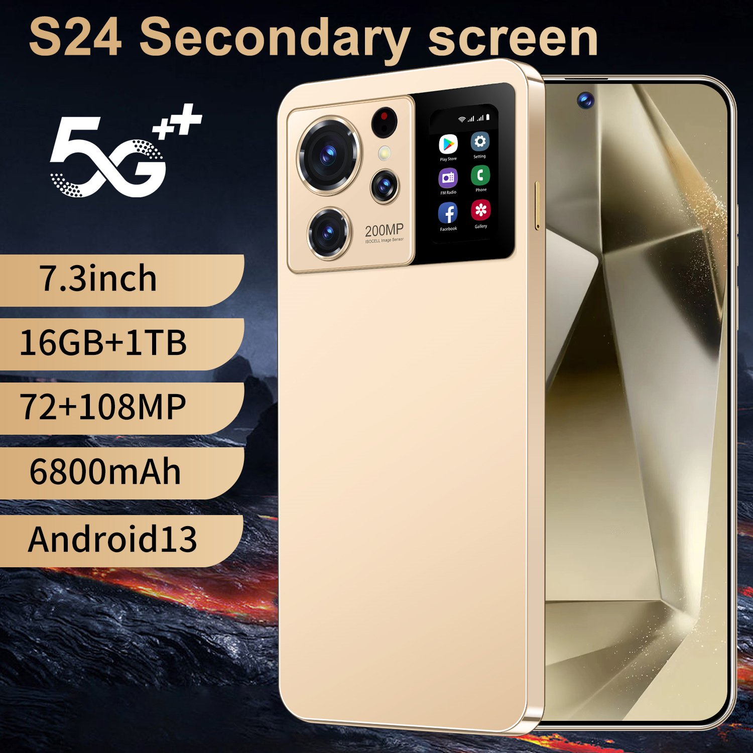Hot Selling S24 Ultra 16gb+1tb 7.3 Inch Phone Full Display Android 13.0 Mobilephone Cellphone 4g&5g Smartphone
