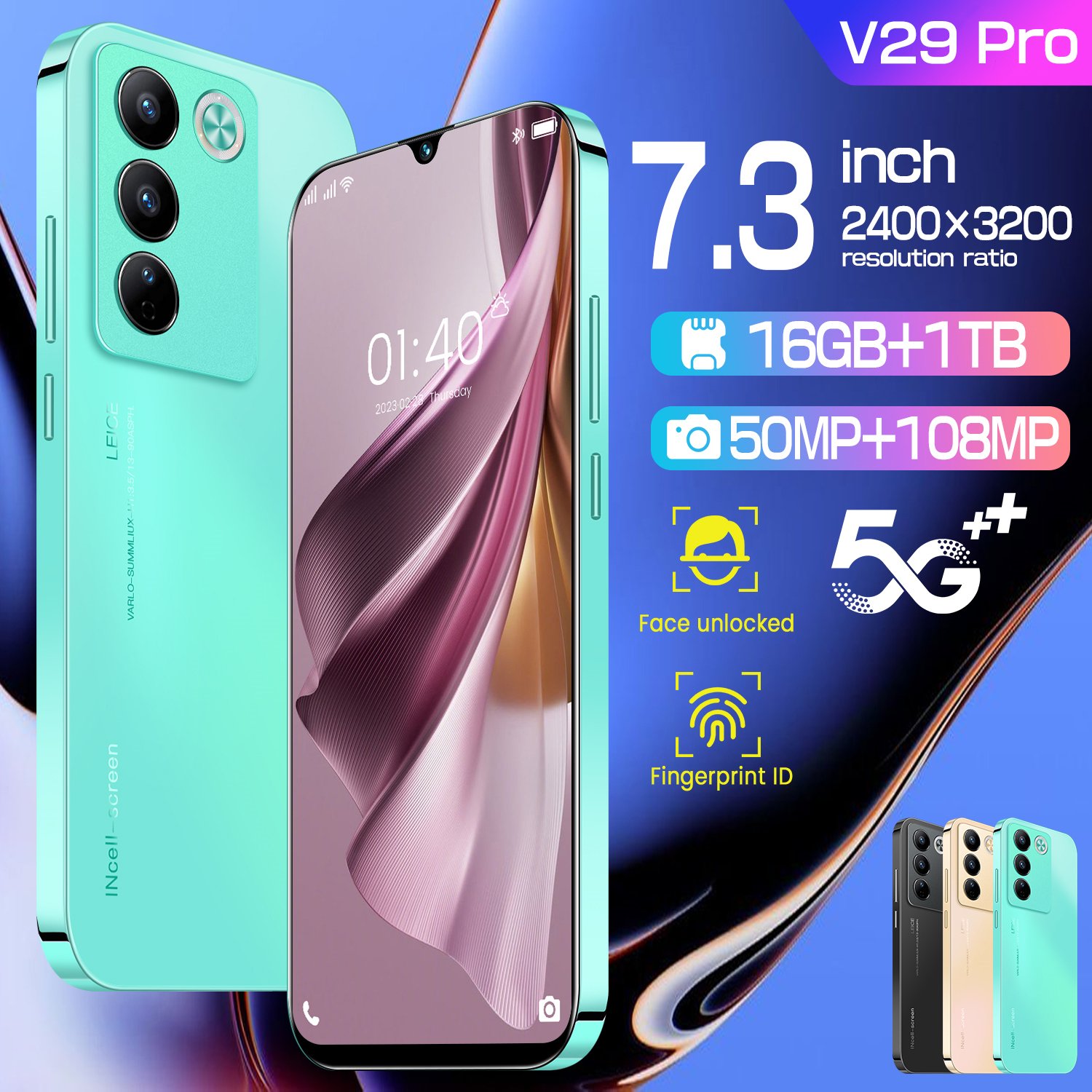 wholesale Android Cheap Land Line mobile phone phones Original V29 pro 5g Smartphone 16GB+1TB telephone