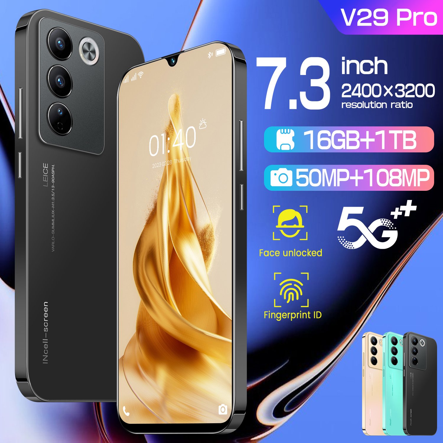 wholesale Android Cheap Land Line mobile phone phones Original V29 pro 5g Smartphone 16GB+1TB telephone