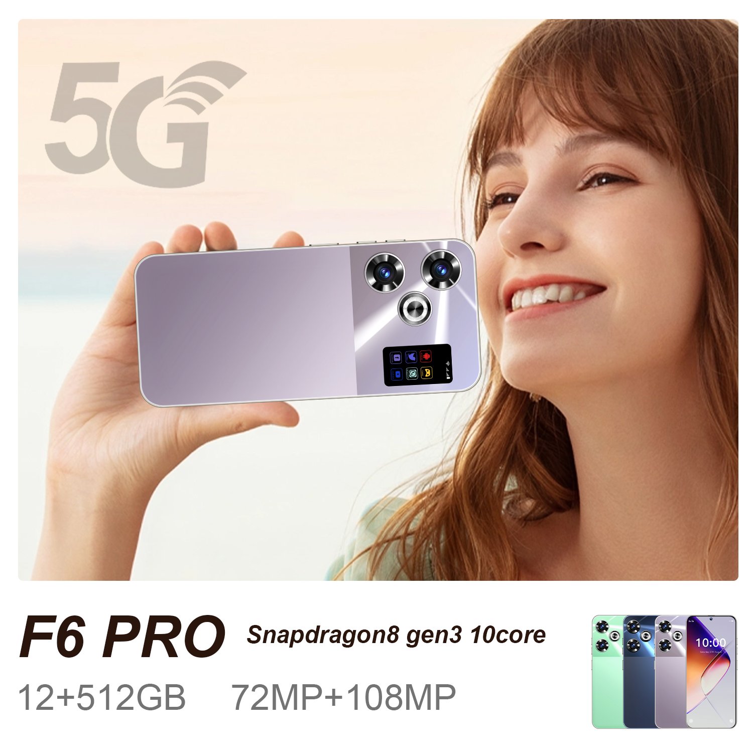 Mobilephone f6 pro 7.3 Inch 16GB+1TB 5G face ID Global version mobile phone Android 14 5G smartphones