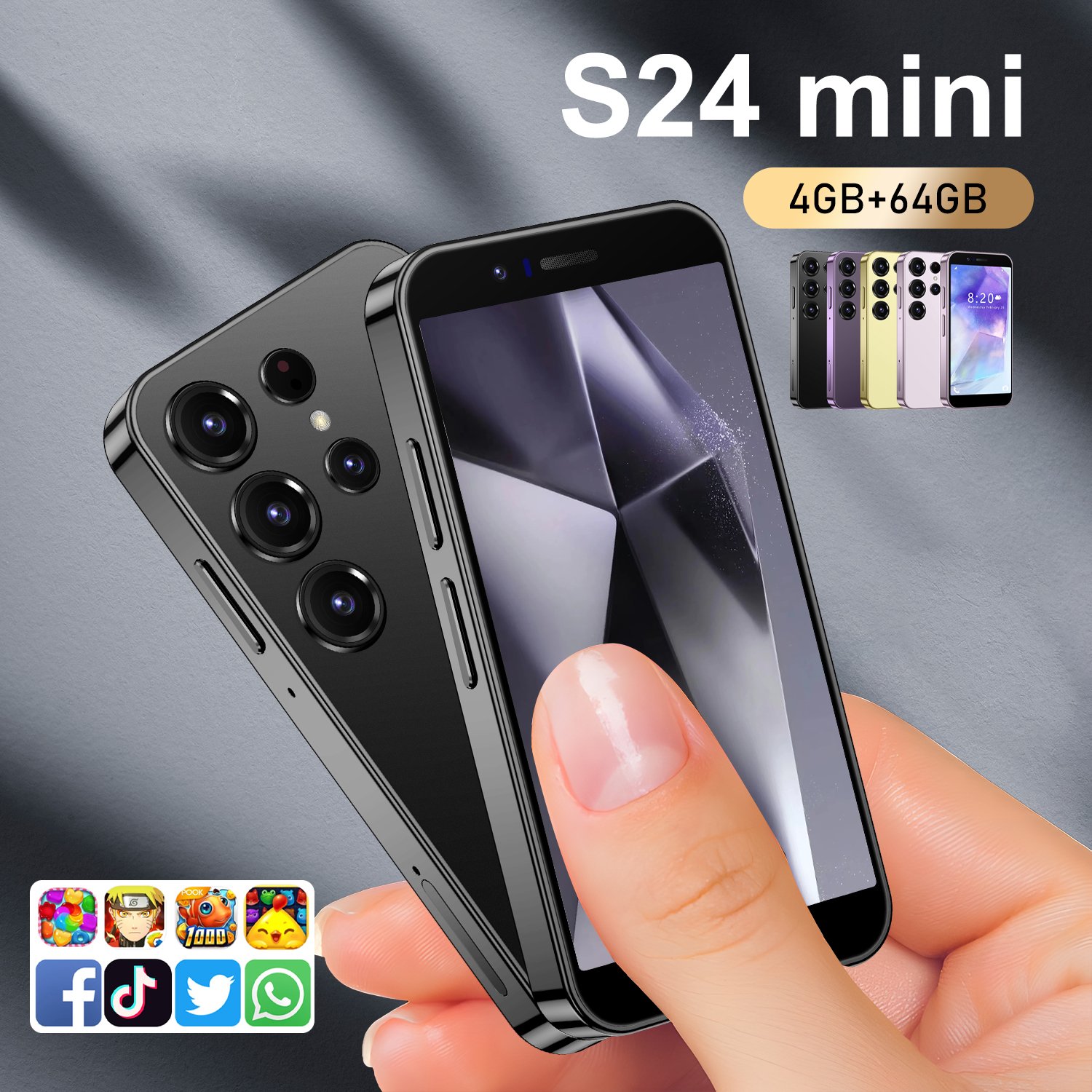 S24 Mini Android 5G Smartphone New Design Octa Core CPU HD 108MP Supports 4G 5G Available English French Spanish