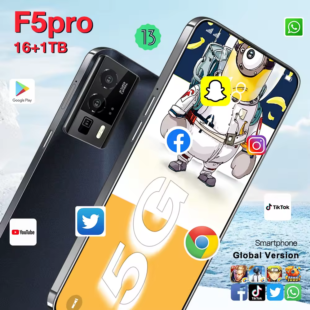 5G Smartphones F5 PRO Large Storage big screen 7.3inch Display Dual SIM Android mobile phone with AI GPT4 gaming smart phone