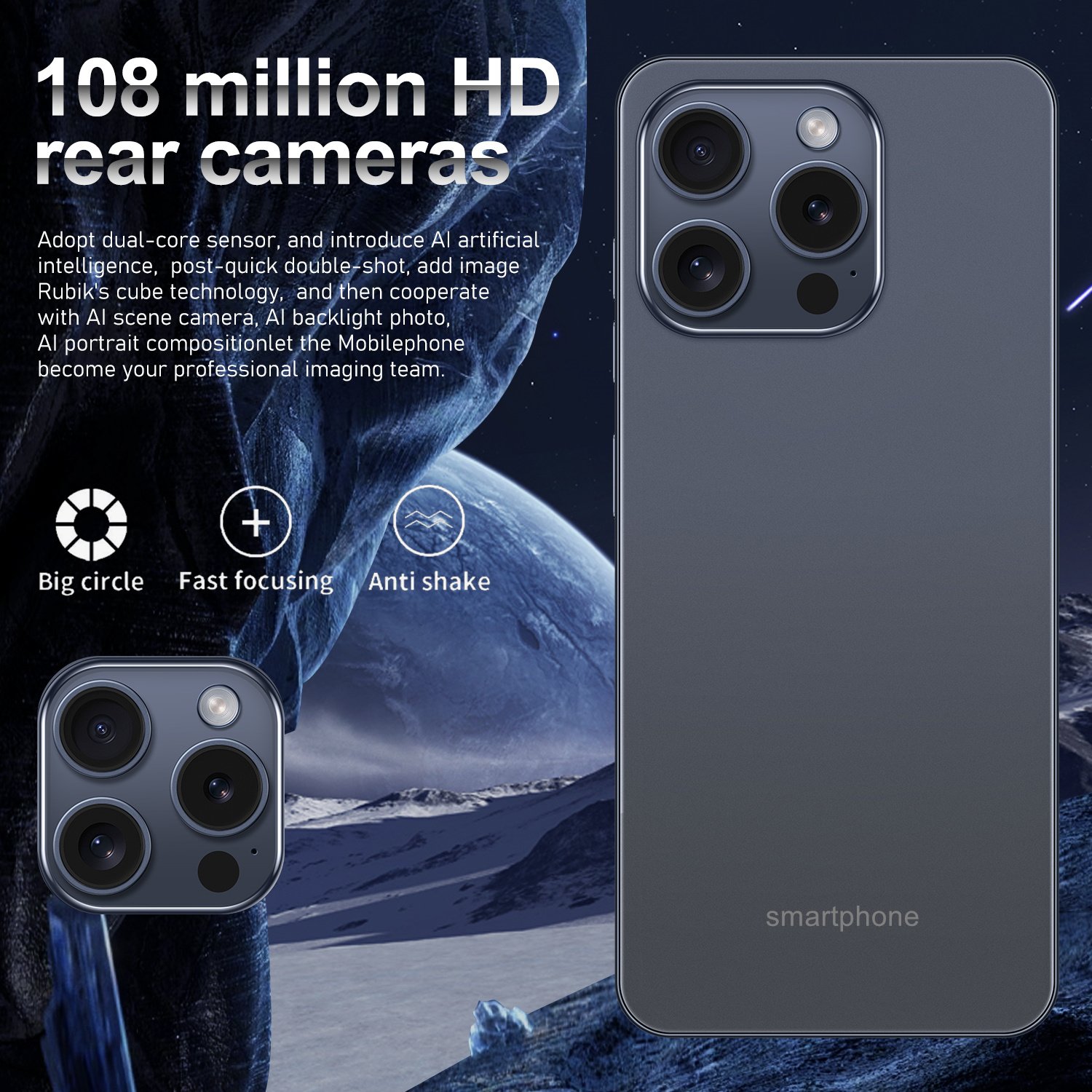 Original Mobile Phone 15 Pro Max 7.3 Inch Big Screen 16GB+1TB Face ID Unlocked Cellphones 72+108MP mobile phone 5G Smartphones