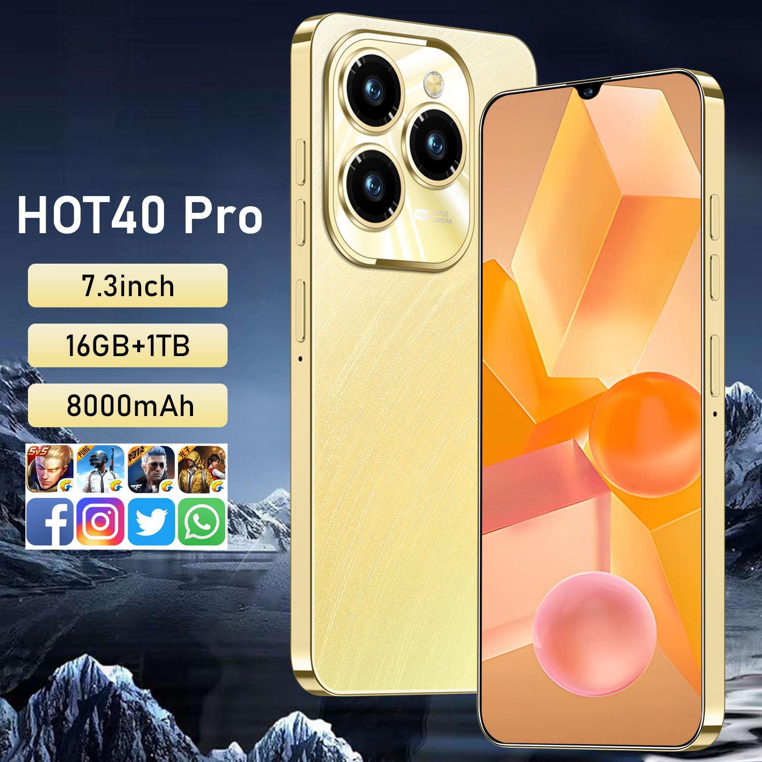 Hot selling Hot40 Pro Android 6.8-inch incell screen Mobile Phone16G+1TB true 4G Smart Phone global version 5g Smartphone