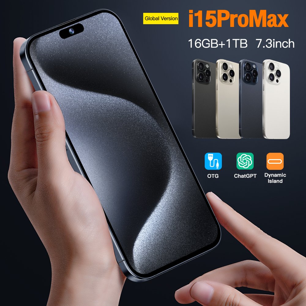 Phone 15 pro max 16GB+51TB Smartphone 5g Smartphone 6.7inch Screen Dual Sim Card I15 phone 15ProMax 5g Smartphones 32MP+64MP