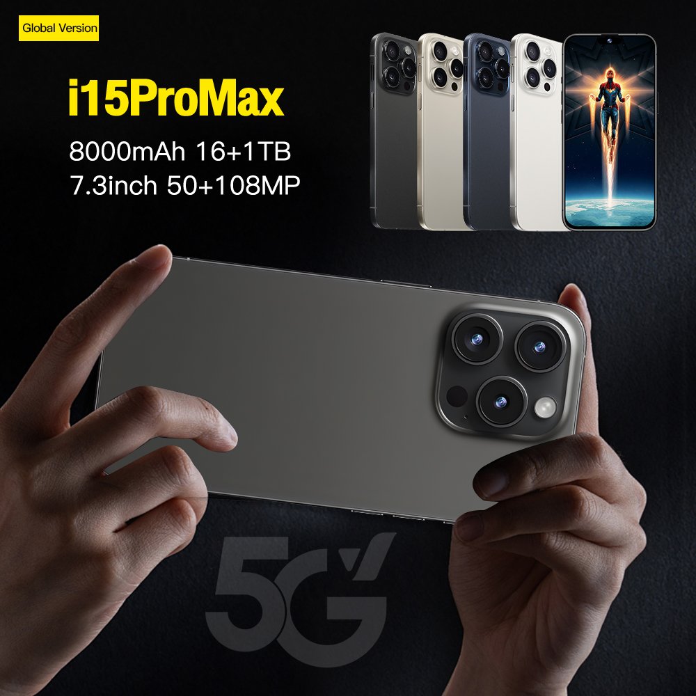 Phone 15 pro max 16GB+51TB Smartphone 5g Smartphone 6.7inch Screen Dual Sim Card I15 phone 15ProMax 5g Smartphones 32MP+64MP