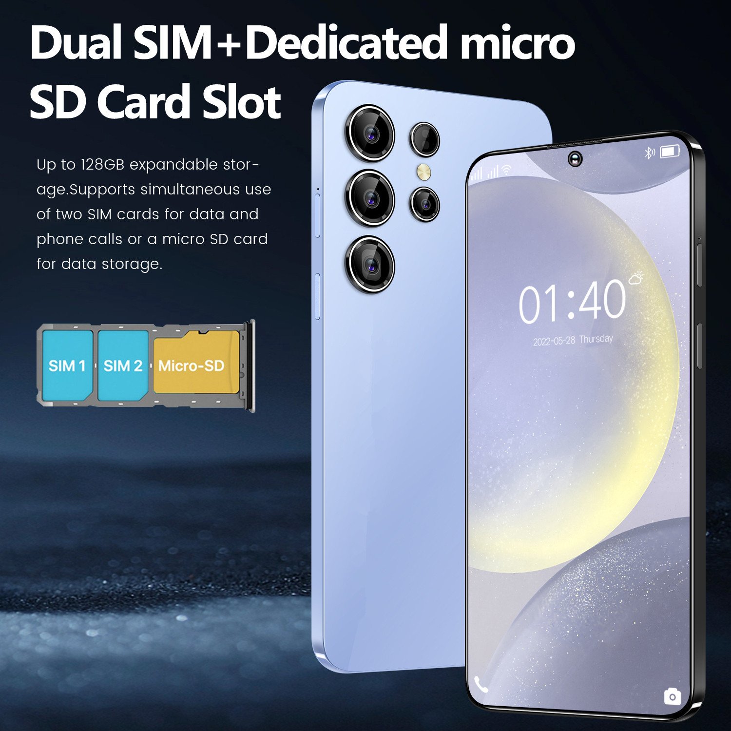 Hot Selling S24+ ULTRA Smartphone 5 Cameras with Pen 5MP+13MP Fingerprint Unlock S23 Ultra Android Cell Phone Smart Mobile Phone