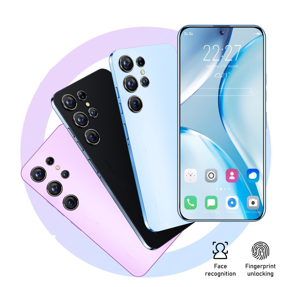 Hot Selling S24+ ULTRA Smartphone 5 Cameras with Pen 5MP+13MP Fingerprint Unlock S23 Ultra Android Cell Phone Smart Mobile Phone