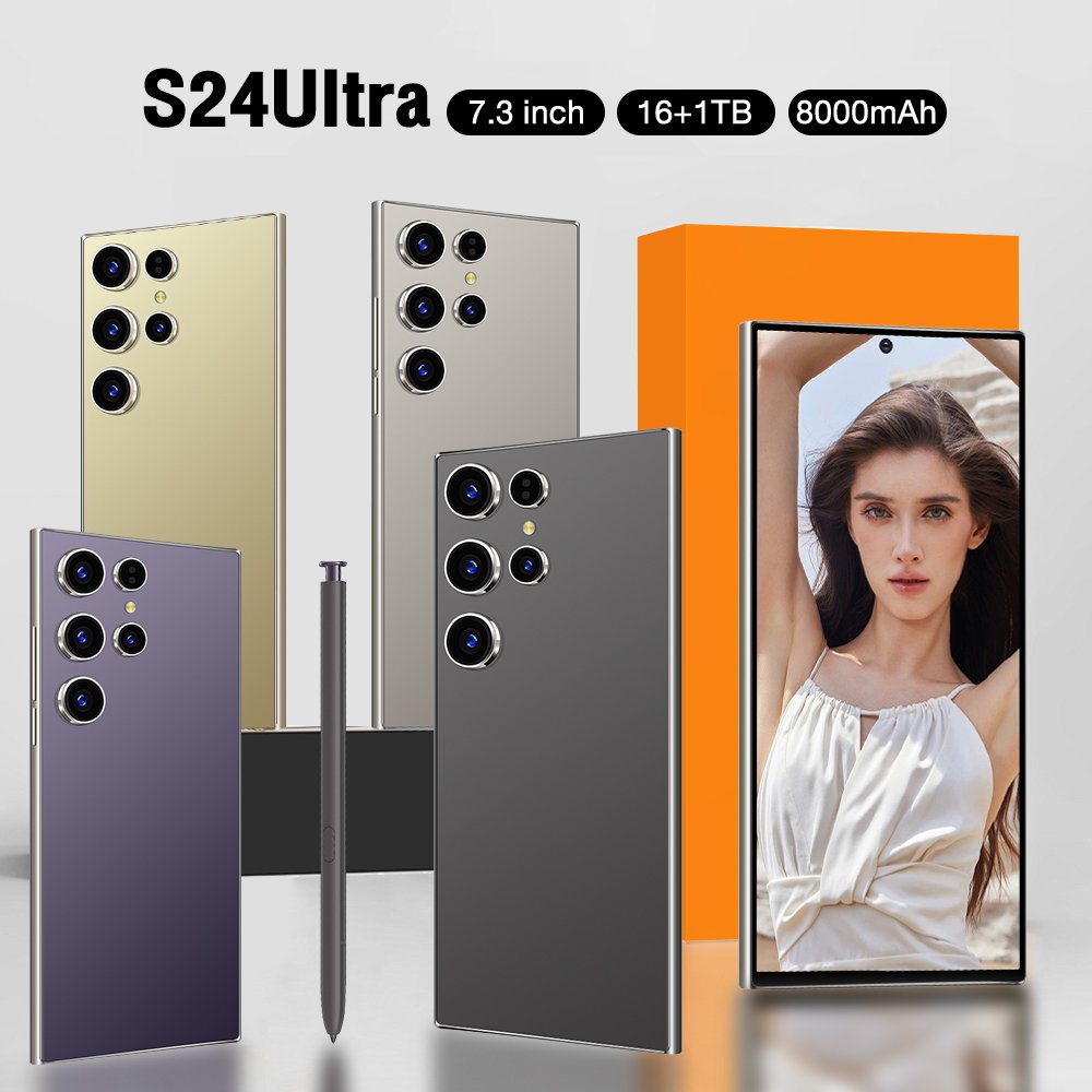 Factory hot sale s24 ultra Unlocked 7.3 inch smartphone Cell Phones 16GB+1TB 5g smartphone deca core Android 14.0 Mobilephone