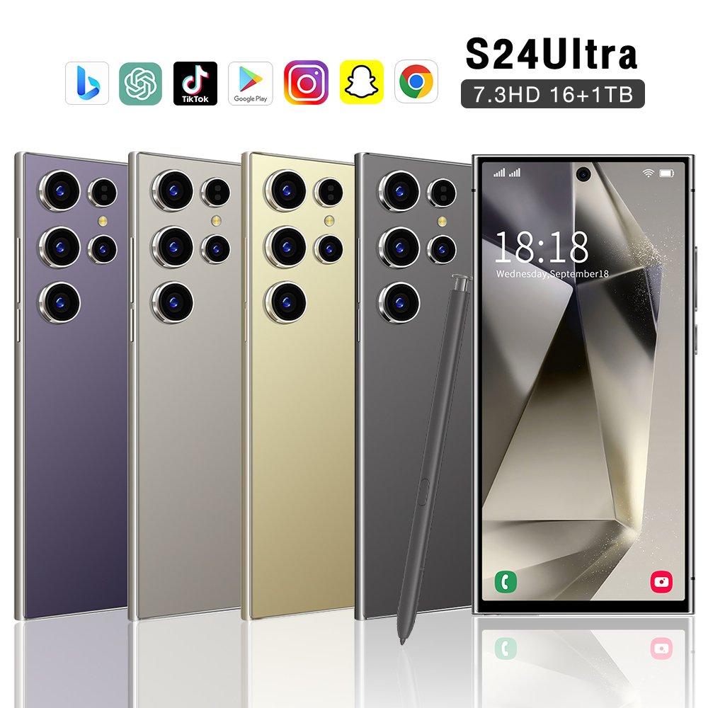 Factory hot sale s24 ultra Unlocked 7.3 inch smartphone Cell Phones 16GB+1TB 5g smartphone deca core Android 14.0 Mobilephone