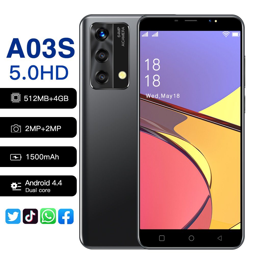 Gaming phone A03S D105 Mobile 5G smartphone 5-inch HD perforated screen 4+512GB RAM Power Android 4G smartphone