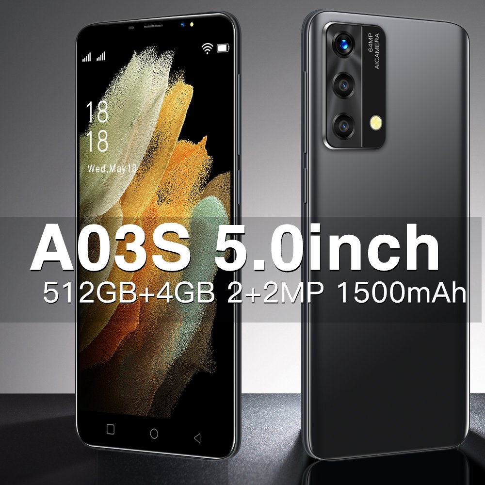 Gaming phone A03S D105 Mobile 5G smartphone 5-inch HD perforated screen 4+512GB RAM Power Android 4G smartphone