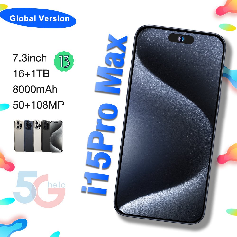 Have Logo Clone 15 pro max 6.8 inch screen 4G 5G smartphone 16GB+512GB unlocked i cell phone 15 pro max Cheap Version Dual Sim