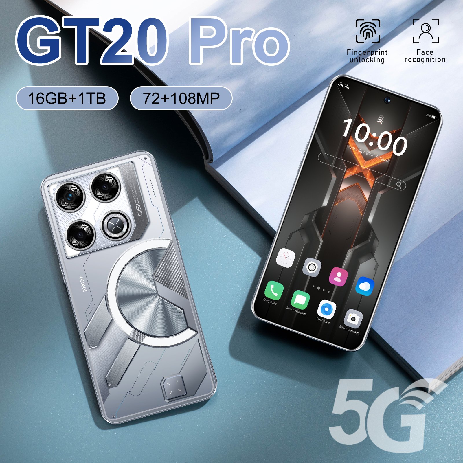 2024 New Global Version Gt20 Pro Smartphones Octa Core 16gb+1TB 6.8inch Fhd 16mp Camera Android Mobile Phone