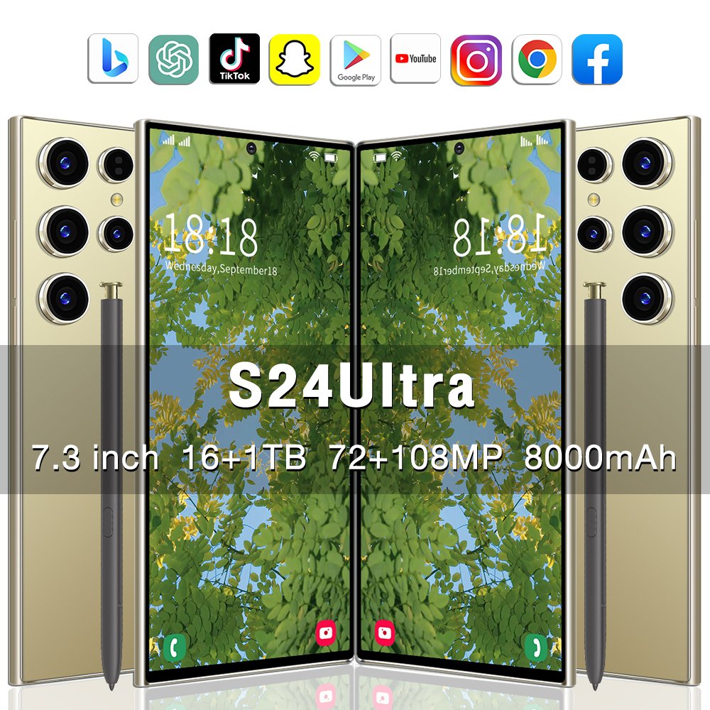 Dropshippin Newest Design S24 ULTRA Smartphone 7.3Inch With 16GB+1TB Large Memory Smartphone 5G Mobile Phone wholesale