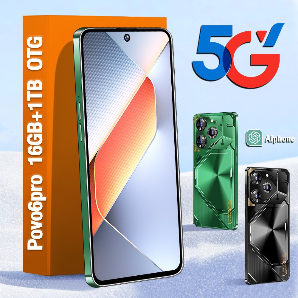Slimoro Original Smart Phone Mobile Phone Povo 6 Pro 1TB Celular Smartphone Telefon Gaming i15 16 14 Android Mobil 5G Smartphone