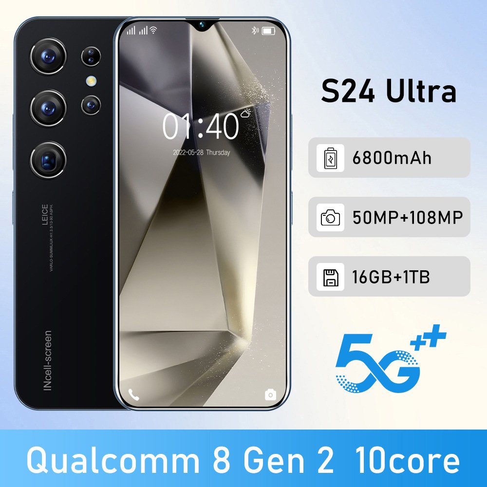 New S24 Ultra Global Version 5G Smartphone 16GB+1TB Android Mobile Phones 108MP Deca Core IPS Smart Original Unlocked Gaming