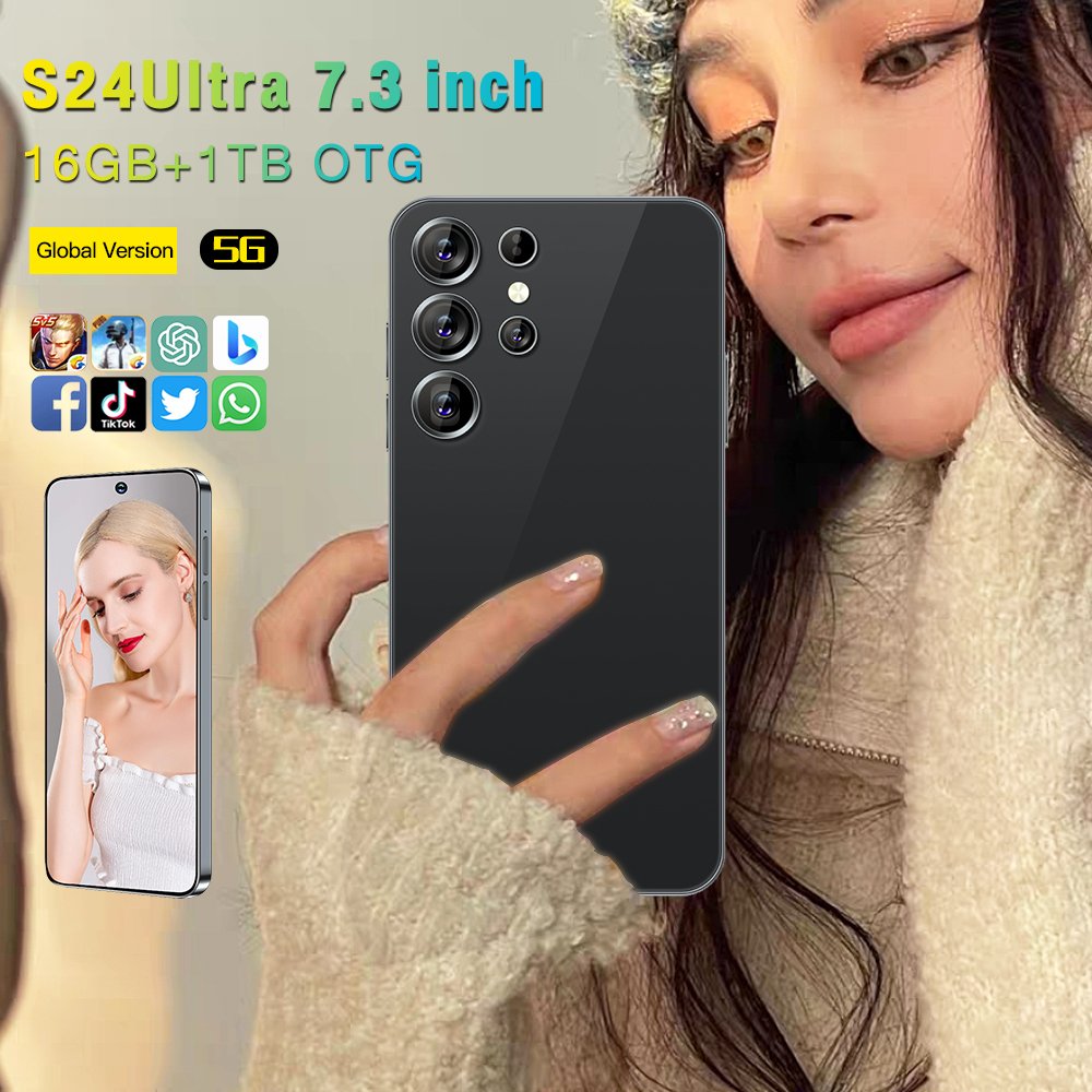 Cellphone Original SmartPhone S24 Ultra 16GB+1TB Android 13 Mobile Phones Cellphone 7.3inch Dual Card 5G SmartPhone HD