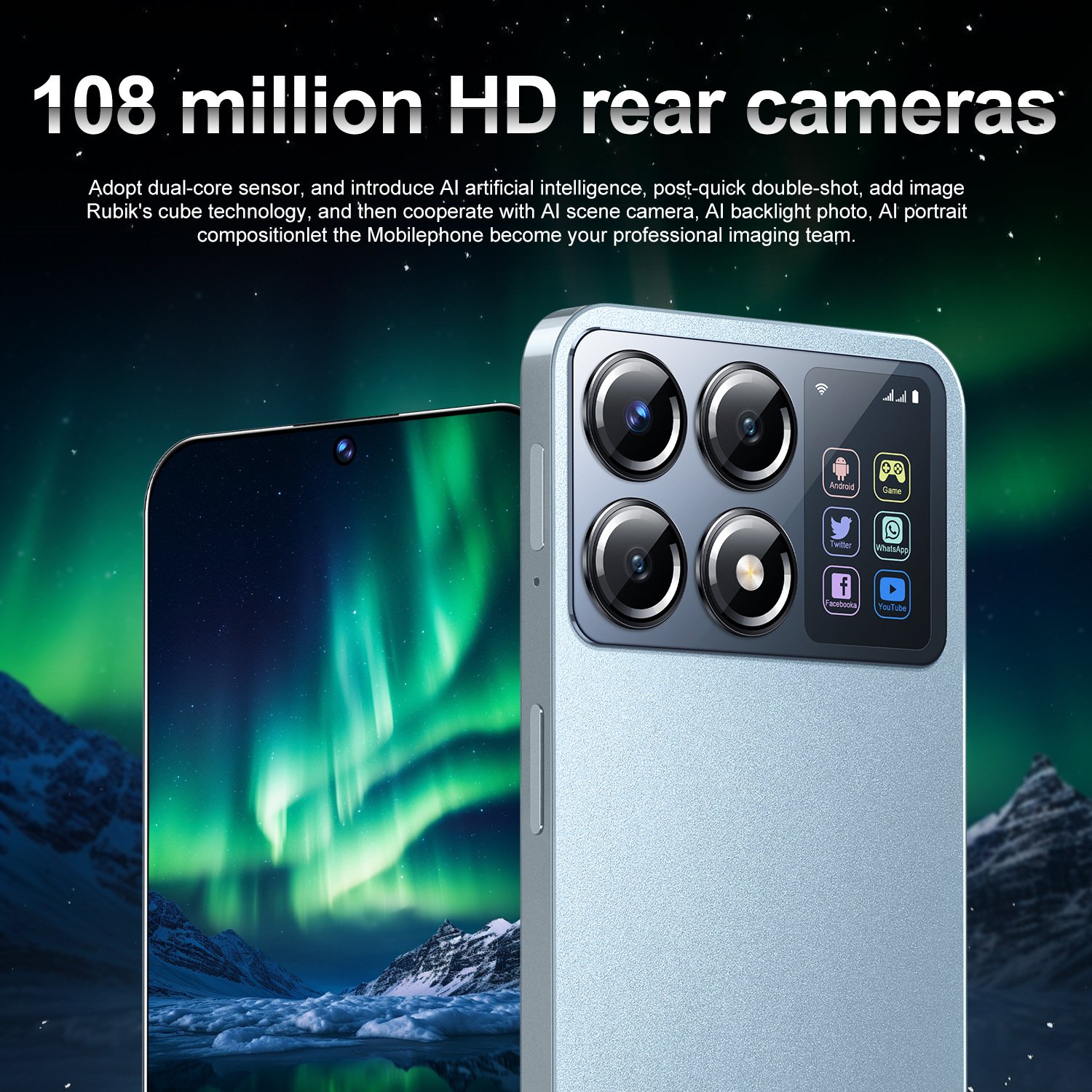 New X7 Pro 7.3\" Android 5G Smartphone 2+16G Dual Card Ten Core CPU Smart 3G 65W Android14-English Cross-Border Foreign Trade