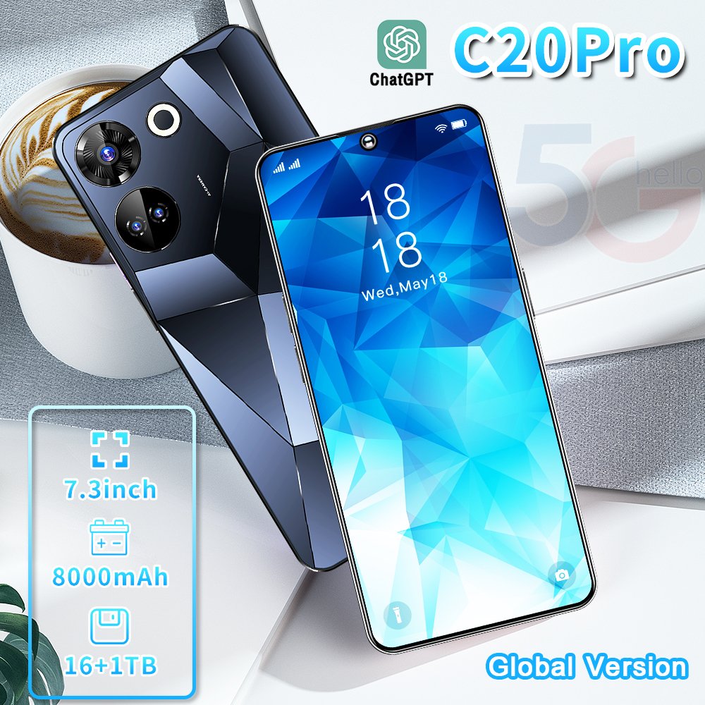 7.3 Inch Custom camon 20 premier Android 5G Smartphones 16Gb+1Tb Original tecno phones for 5g mobile phone