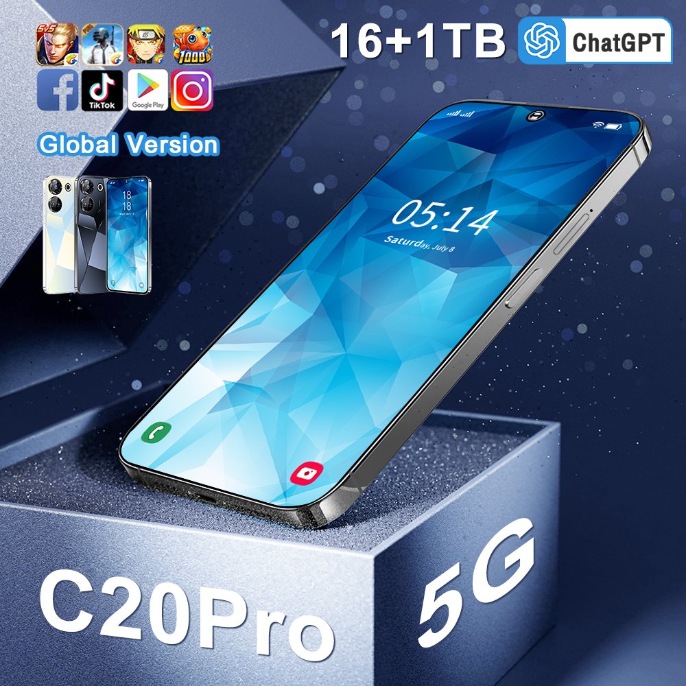 7.3 Inch Custom camon 20 premier Android 5G Smartphones 16Gb+1Tb Original tecno phones for 5g mobile phone
