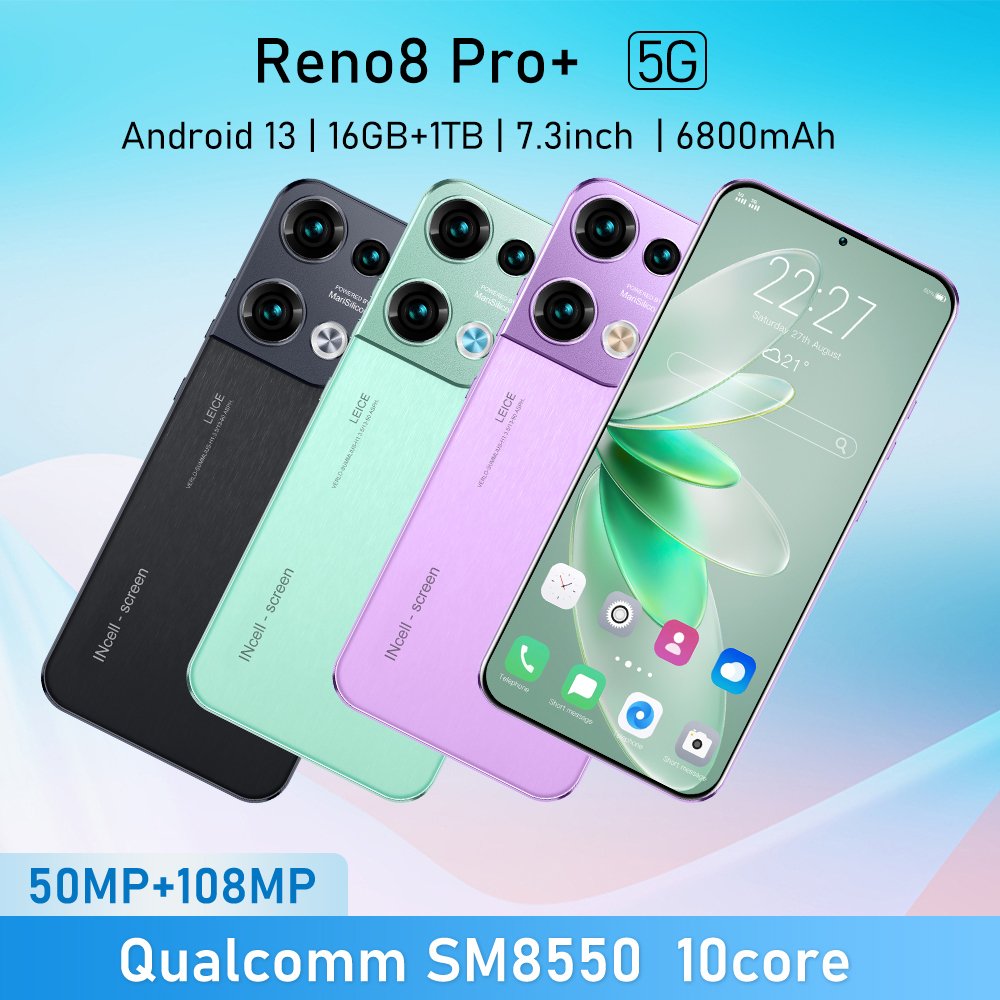 2023 New 5G opp Reno 8 pro+ 7.3inch tecno camon 20 pro cellphones poco x4 pro Android12.0 mobile phone 3/4g Smartphone