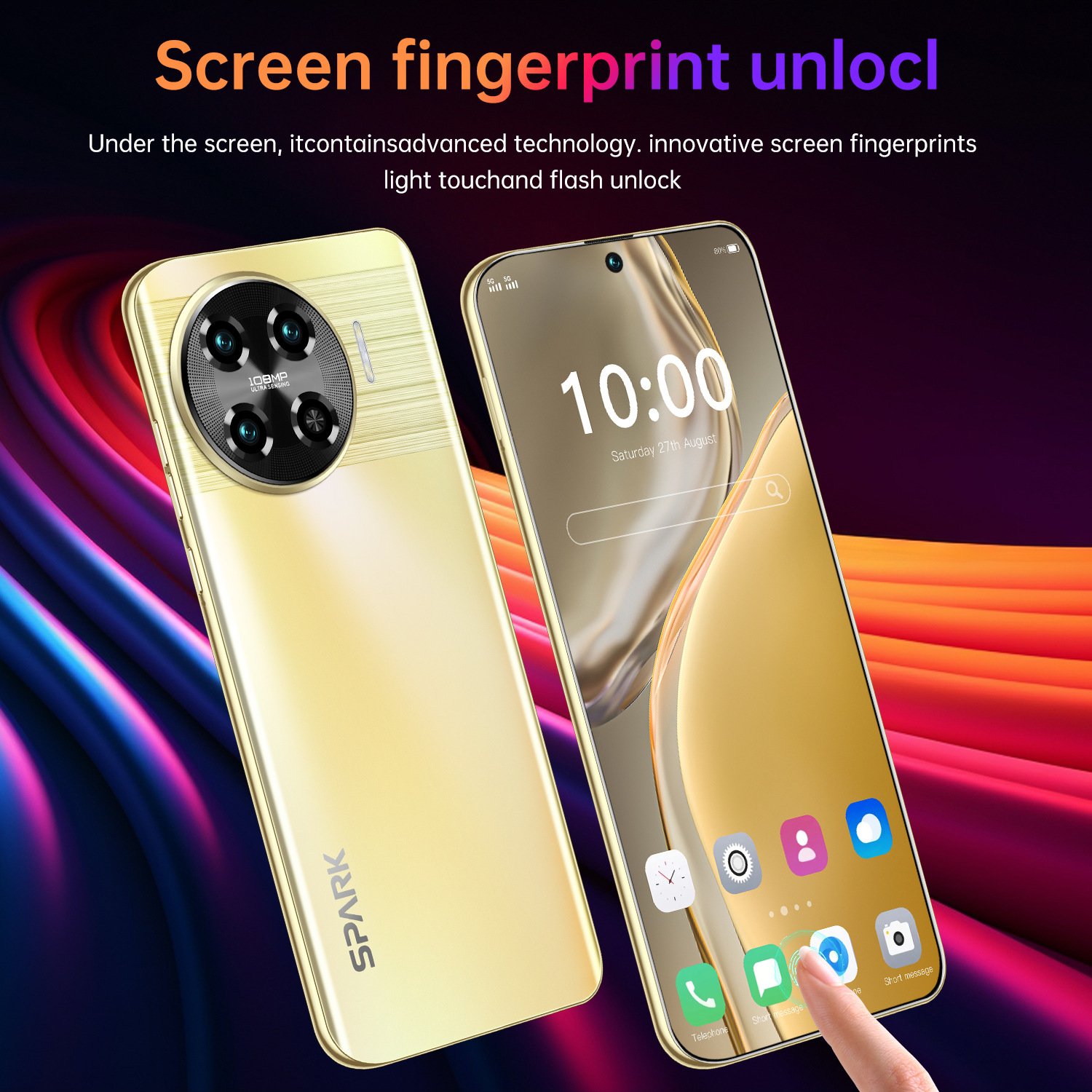 New design Spark 30 with super large high definition screen 5G smartphone 16GB+1TB dual SIM dual standby phone